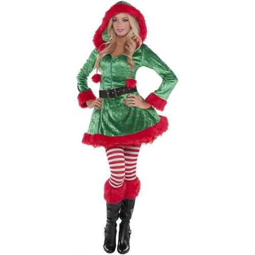  할로윈 용품amscan Green Sassy Elf Womens Adult Christmas Costume