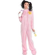 amscan Adult Pink Footie Pajamas Costume, Standard