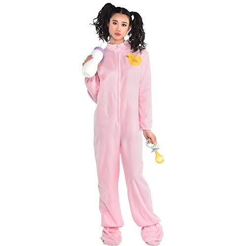  할로윈 용품amscan Adult Pink Footie Pajamas Costume, Standard