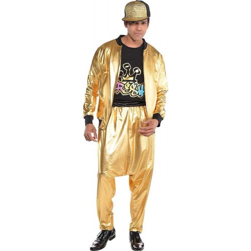  할로윈 용품AMSCAN Gold Hip Hop Track Jacket Halloween Costume Accessories for Men, One Size