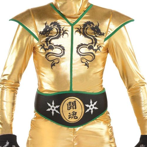  할로윈 용품Amscan Gold Fighter Ninja Costume for Boys, Includes a Jumpsuit, a Hood, a Face Scarf, and a Belt