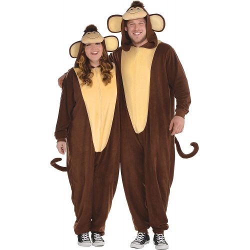  할로윈 용품Amscan 848702 Adult Zipster Monkey One Piece Costume, Plus Size