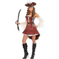 amscan Adult Castaway Pirate Costume - X-Large (14-16), Multicolor
