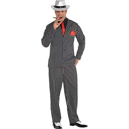  할로윈 용품AMSCAN Mob Boss Halloween Costume for Men, Medium, Includes Jacket, Pants, Attached Shirt, Tie, Handkerchief