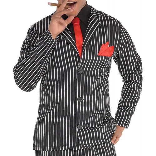  할로윈 용품AMSCAN Mob Boss Halloween Costume for Men, Medium, Includes Jacket, Pants, Attached Shirt, Tie, Handkerchief