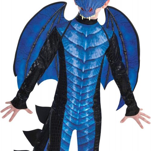  할로윈 용품Amscan Black and Blue Dragon Halloween Costume for Boys, Includes Jumpsuit, Mask, Tail and Wings