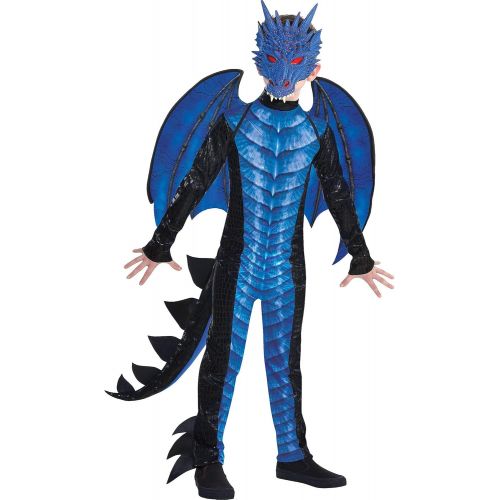  할로윈 용품Amscan Black and Blue Dragon Halloween Costume for Boys, Includes Jumpsuit, Mask, Tail and Wings