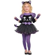 할로윈 용품Amscan Girls Miss Meow Cat Costume - Toddler (3-4), Multicolor
