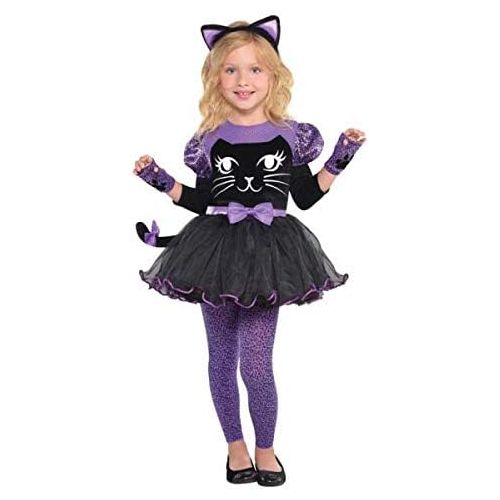  할로윈 용품Amscan Girls Miss Meow Cat Costume - Toddler (3-4), Multicolor