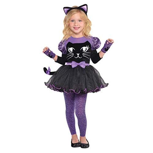  할로윈 용품Amscan Girls Miss Meow Cat Costume - Toddler (3-4), Multicolor