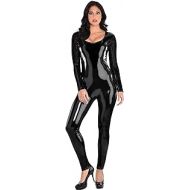 amscan Liquid Black Catsuit for Women, Halloween Costume Foundation, Medium/Large, with Scoop Neck and Zipper Closure