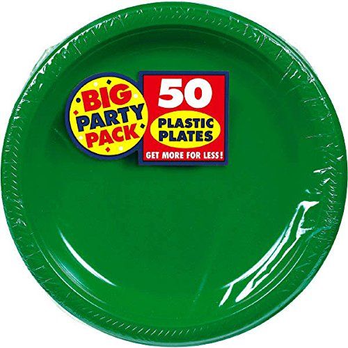  Amscan Big Party Pack Festive Green Plastic Plates | 10.25 | Party Supply | 300 ct.