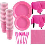 Amscan Lavender Plastic Tableware Kit for 50 Guests, Party Supplies, Includes Table Covers, Plates, Cups and More