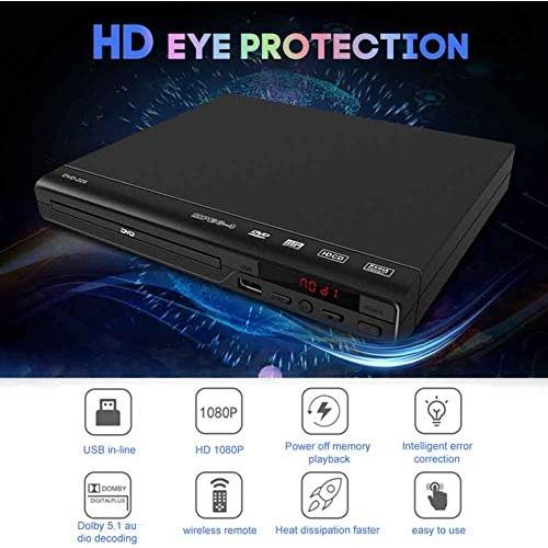  Amusingtao DVD Player for TV, HD DVD Player with HDMI & AV Cable, 1080P Full HD CD Player, Disc Player for Video & Media CD PAL/NTSC Compatible USB Compatible