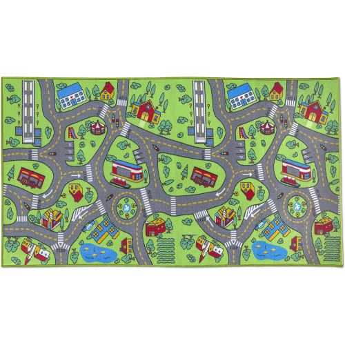  [아마존베스트]Amy & Delle Kids Carpet Playmat City Life Extra Large Learn Have Fun Safe, Childrens Educational, Road Traffic System, Multi Color Activity Centerpiece Play Mat! Great For Playing With Cars Fo