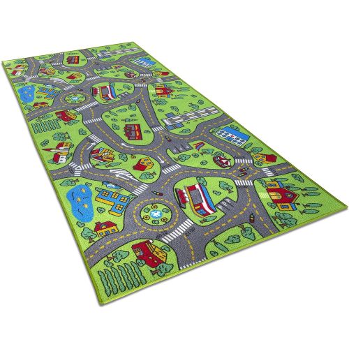  [아마존베스트]Amy & Delle Kids Carpet Playmat City Life Extra Large Learn Have Fun Safe, Childrens Educational, Road Traffic System, Multi Color Activity Centerpiece Play Mat! Great For Playing With Cars Fo