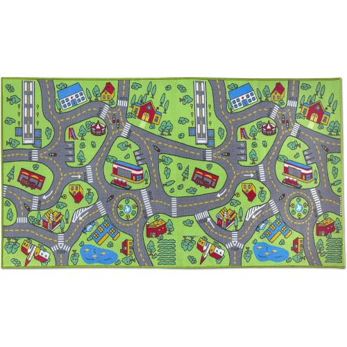  [아마존베스트]Kids Carpet Playmat City Life Extra Large - Learn & Have Fun Safe, Childrens Educational, Road Traffic System, Multi Color Activity Centerp Play Mat! Great For Playing With Cars Fo