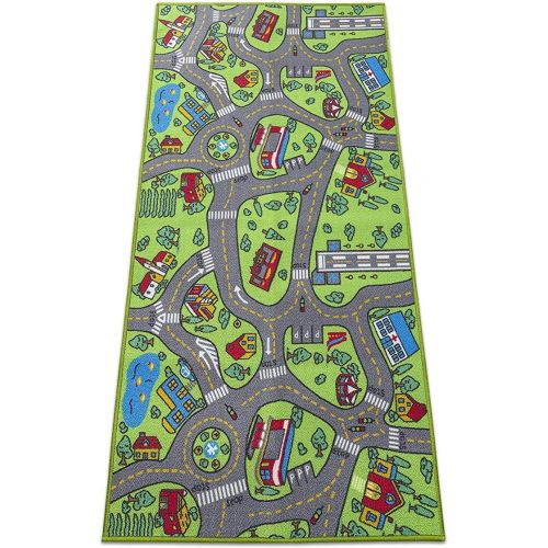  [아마존베스트]Kids Carpet Extra Large 80 x 40 Playmat City Life - Learn & Have Fun Safe! Childrens Educational, Road Traffic System, Multi Color, Play Mat Rug Great for Playing with Cars, Bedroo