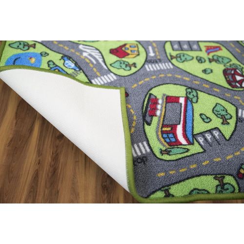  [아마존베스트]Kids Carpet Extra Large 80 x 40 Playmat City Life - Learn & Have Fun Safe! Childrens Educational, Road Traffic System, Multi Color, Play Mat Rug Great for Playing with Cars, Bedroo