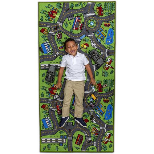  [아마존베스트]Kids Carpet Extra Large 80 x 40 Playmat City Life - Learn & Have Fun Safe! Childrens Educational, Road Traffic System, Multi Color, Play Mat Rug Great for Playing with Cars, Bedroo