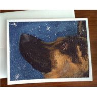 AmyBolinsFarOutArt German Shepherd Wish Upon a Snowflake 12 by 18 GARDEN FLAG by Amy Bolin