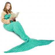 AmyHomie Mermaid Tail Blanket, Mermaid Blanket 74in Adult Mermaid Tail Blanket for Girls, Little Mermaid Blankets for Kids (Adult, Green with Ruffles)