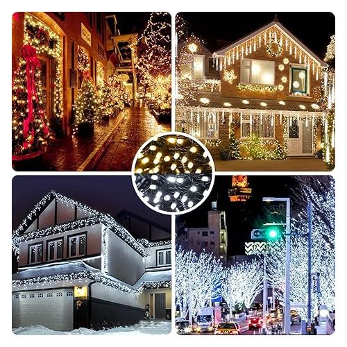  AmyHomie Color Changing Christmas Lights, 108Ft 300LED White Warm White Christmas String Lights, 8 Modes Waterproof Fairy String Lights for Outdoor & Indoor Christmas Tree Home Patio Garden Decor