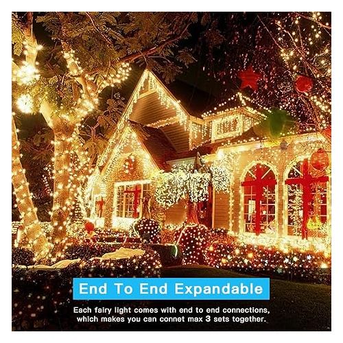  AmyHomie Color Changing Christmas Lights, 108Ft 300LED White Warm White Christmas String Lights, 8 Modes Waterproof Fairy String Lights for Outdoor & Indoor Christmas Tree Home Patio Garden Decor