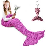 AmyHomie Mermaid Tail Blanket, Soft Crochet Sleeping Bag Blanket for Kids Adults, Mermaid Gift for Girls(ScalePink,Kids)