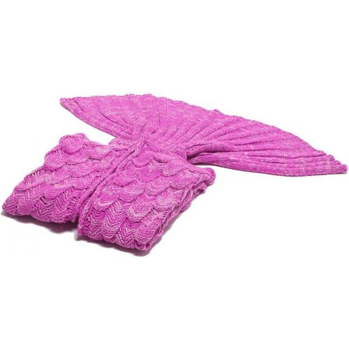  AmyHomie Mermaid Tail Blanket, Soft Crochet Sleeping Bag Blanket for Kids Adults, Mermaid Gift for Girls(ScalePink,Kids)