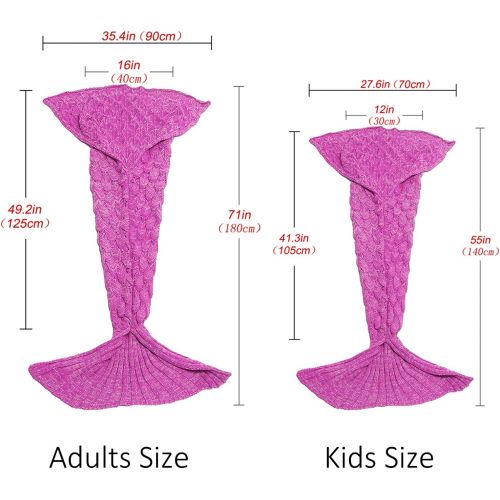  AmyHomie Mermaid Tail Blanket, Soft Crochet Sleeping Bag Blanket for Kids Adults, Mermaid Gift for Girls(ScalePink,Kids)