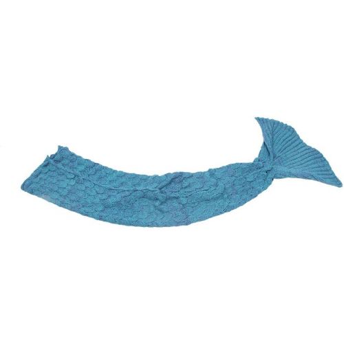  [아마존베스트]Mermaid Tail Blanket, Amyhomie Mermaid Blanket Adult Mermaid Tail Blanket, Crotchet Kids Mermaid Tail Blanket for Girls (Light-ScaleBlue, Adults)