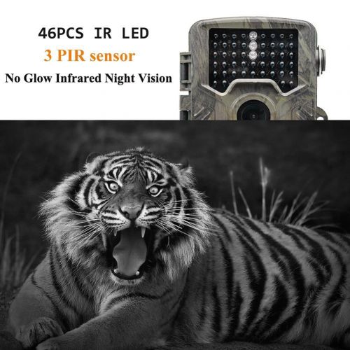  Amyove 1080P 16MP Digital Wildlife Hunting Game Camera IP56 Waterproof Action Camera with 120° PIR Sensor No Glow Infrared Night Version