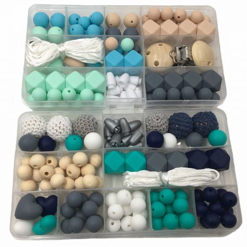  Amyster 2 Boxes Baby Teether Toys Silicone Teething Pacifier Clip Kit Geometric Hexagon Silicone...