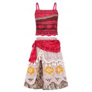 AmzBarley Moana Costume Dress Girls Theme Party Cosplay Princess Dress up Kids Birthday Outfit 2-Piece Skirt Sets