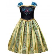 AmzBarley Anna Costume Dress for Girls Halloween Cosplay Dress up Princess Outfits 2-12 Years
