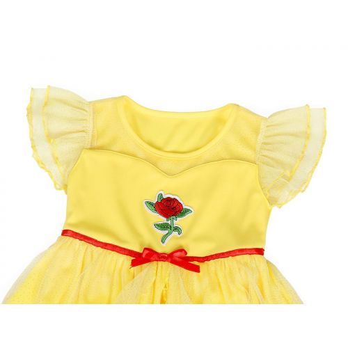  AmzBarley Princess Belle Costume for Girls Fancy Party Deluxe Beauty Kids Dress up Outfits