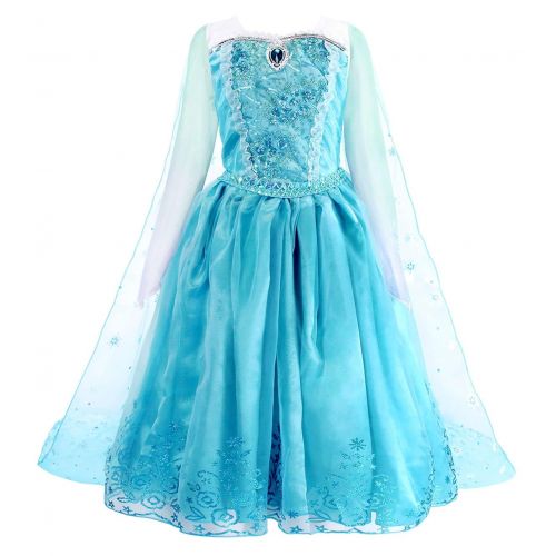  AmzBarley Elsa Costume for Girls Fancy Party Princess Cosplay Role Play Dress Up Outfits