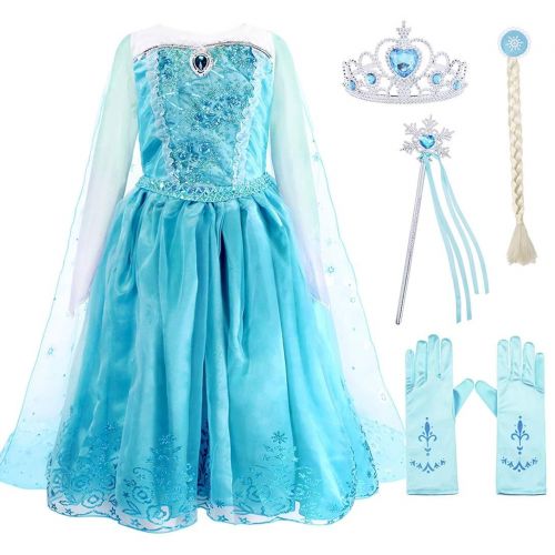  AmzBarley Elsa Costume for Girls Fancy Party Princess Cosplay Role Play Dress Up Outfits