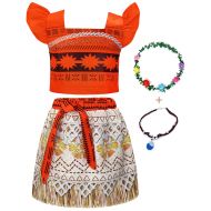 AmzBarley Moana Costume for Girls Dress up Toddler Baby Cosplay Outfit Little Kids Skirt Sets