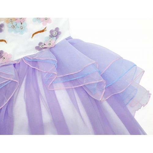  AmzBarley Girls Unicorn Costume Princess Birthday Fancy Party Tutu Dress Up Holiday Outfits