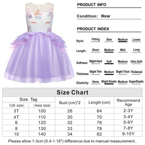  AmzBarley Girls Unicorn Costume Princess Birthday Fancy Party Tutu Dress Up Holiday Outfits