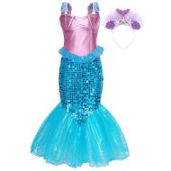 AmzBarley Princess Mermaid Costume for Girls Fancy Party Sequins Dress