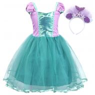 AmzBarley Little Mermaid Dress for Girls Ariel Princess Costume Outfit Birthday Party Cosplay 1-8 Years