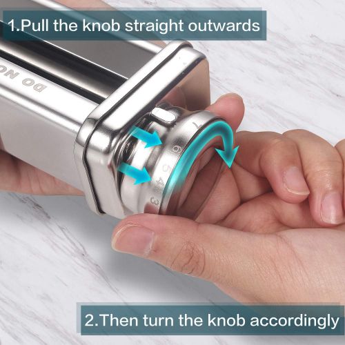  Amzchef Pasta Maker Attachment for Kitchenaid Stand Mixer Pasta Cutter Set 3 Pcs Stainless Steel Pasta Maker Accessories, Including Durable Pasta Roller, Spaghetti Cutter, Fettuccine Cutte