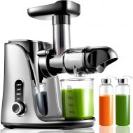 Juicer Machines,AMZCHEF Slow Masticating Juicer Extractor, Cold Press Juicer with Two Speed Modes, 2 Travel bottles(500ML),LED display, Easy to Clean Brush & Quiet Motor for Vegeta