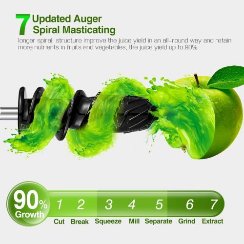  Juicer for High Nutrition Fruit and Vegetable Juicer Slow Masticating Juicer, AMZCHEF Slow Juicer Extractor Professional Machine, Cold Press Juicer with Quiet Motor/Reverse Functio