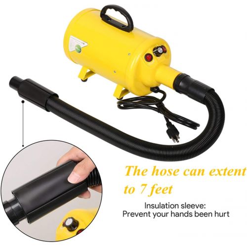 Amzdeal amzdeal Dog Dryer 2800W 3.8HP Pet Blow Dryer Grooming Hair Blower Speed Adjustable with Heater for Dogs Cats 4 Different Nozzles