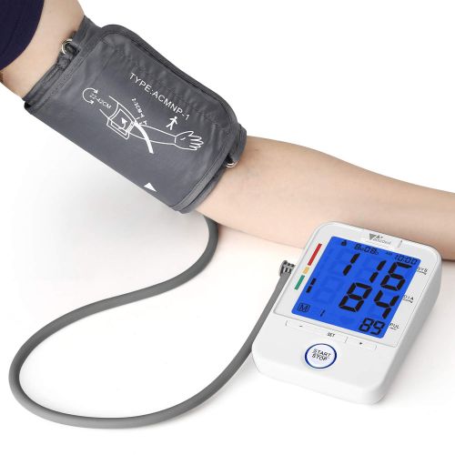  Blood Pressure Monitor - Amzdeal Upper Arm Blood Pressure Cuff BP Machine with Heartbeat Detector, Memory Storage for 2 Users, Home Use, FDA Approved