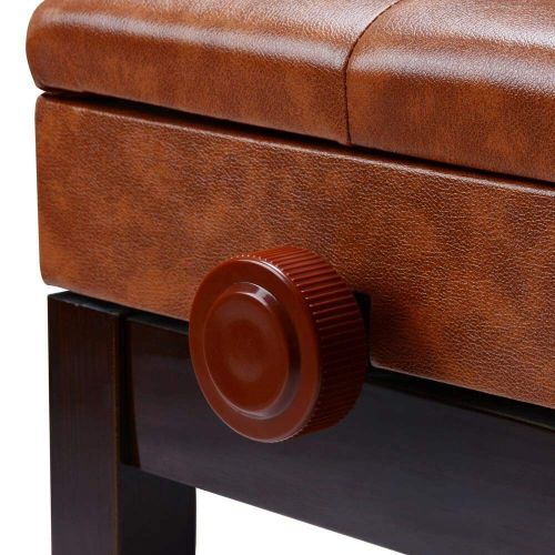  AnJin Piano Bench PU Leather Storage Adjustable Height Padded Seat Keyboard Brown